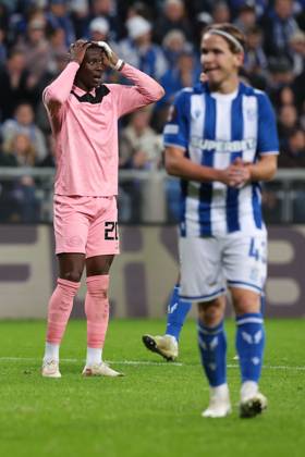 Nordi Mukiele of Sunderland reacts Lech Poznan v Sunderland, UEFA Europa League, Football, Enea Stadion, Poznan, Poland - 22 Oct 2026Poznan Enea Stadion Poland  Copyright: xTomaszxJedrzejowski Shutterstockx 17229955ap