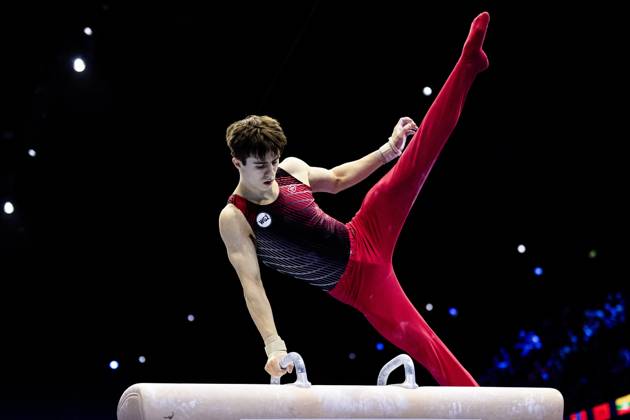 ROTTERDAM - Arsenii Dukhno (WG2) during the All-Around final at the World Gymnastics Championships in Rotterdam Ahoy. IRIS VAN DEN BROEK ANP xVIxANPxSportx xxANPxIVx 573288217 originalFilename: 573288217.jpg