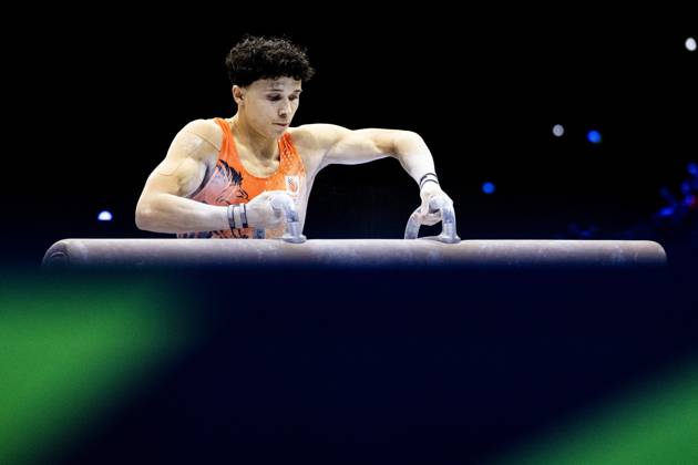 ROTTERDAM - Jermain Gruenberg (NED) during the All-Around final at the World Gymnastics Championships in Rotterdam Ahoy. IRIS VAN DEN BROEK ANP xVIxANPxSportx xxANPxIVx 573291134 originalFilename: 573291134.jpg