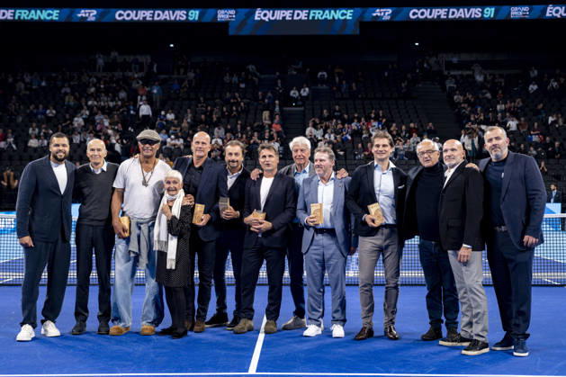 TENNIS : ATP, Tennis Herren 250 - Grand Prix Tennis AURA - Decines (France) 22 10 2026 Thirty-five years after their historic Davis Cup victory in Lyon in 1991, the French National Tennis Team players and their captain reunite today, October 22, 2026, at the Auvergne-Rhône-Alpes Tennis Grand Prix in Lyon. Photo Sandrine Thesillat PsNewZ  Copyright: xSandrinexTHESILLATx