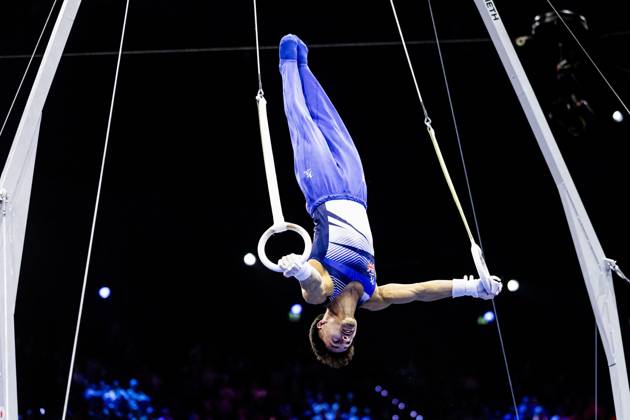 ROTTERDAM - Jake Jarman (GBR) during the All-Around final at the World Gymnastics Championships in Rotterdam Ahoy. IRIS VAN DEN BROEK ANP xVIxANPxSportx xxANPxIVx 573292050 originalFilename: 573292050.jpg