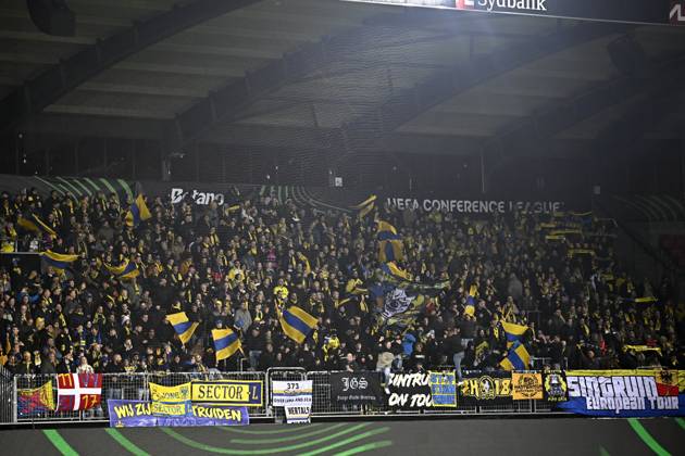FC Midtjylland v Sint-Truidense VV - UEFA Conference League HERNING, DENMARK - OCTOBER 22 : supporters Sint-Truidense VV during the UEFA Conference League 2026 27 League Phase matchday 2 match between FC Midtjylland and Sint-Truidense VV on October 22, 2026 in Herning, Denmark, 22 10 2026 Herning Denmark Copyright: xTomasxSiskx
