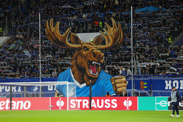 Sinsheim, Germany - Octobre 22: TSG Hoffenheim choreography by the fans, Fans, mood, scarves, jerseys, emotions during the UEFA Europa League phase Matchday 3 2026 27 match between TSG Hoffenheim and Olympique Lyon at Rhein Neckar Arena on Octobre, 2026 in Sinsheim, Germany Copyright: HMBxMedia JoaquimxFerreira