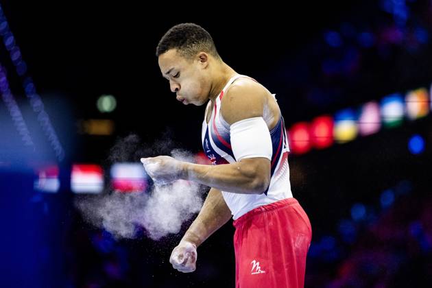 ROTTERDAM - Joe Fraser (GBR) during the All-Around final at the World Gymnastics Championships in Rotterdam Ahoy. IRIS VAN DEN BROEK ANP xVIxANPxSportx xxANPxIVx 573292522 originalFilename: 573292522.jpg