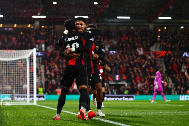 Justin Kluivert of AFC Bournemouth celebrates their goal to make it 1-0 AFC Bournemouth v AC Milan, UEFA Europa League, Football, Vitality Stadium, Bournemouth, UK - 22 Oct 2026Bournemouth Vitality Stadium United Kingdom  Copyright: xJamesxMarsh Shutterstockx 17230046ap