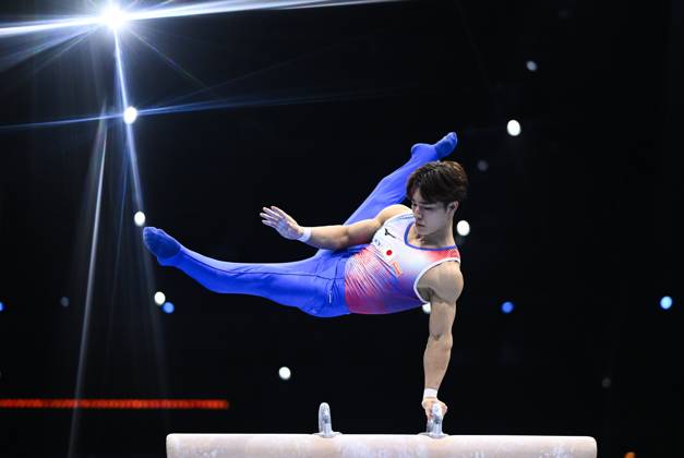 Netherlands Artistic Gymnastics World Championships 9270831 22.10.2026 Japan s Shinnosuke Oka competes on the pommel horse during the men s team final at the 2026 World Artistic Gymnastics Championships in Rotterdam, the Netherlands. Alexey Filippov Sputnik Rotterdam Netherlands  Copyright: xAlexeyxFilippovx