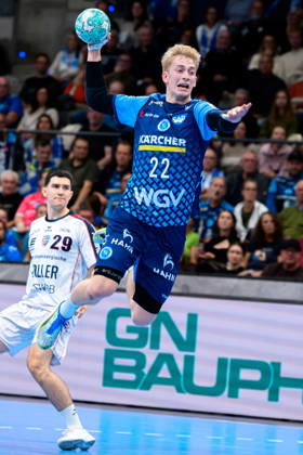 Stuttgart: HBL - 26 27 - TVB Stuttgart - SG BBM Bietigheim Torben Matzken (Stuttgart) Stuttgart Porsche Arena Baden-Württemberg Deutschland