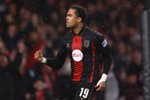Bournemouth v AC Milan 22 October 2026, Bournemouth - UEFA Europa League - Bournemouth v AC Milan - Justin Kluivert of Bournemouth celebrates scoring the opening goal - Photo: Jacques Feeney Offside. Bournemouth UK Copyright: xJacquesxFeeneyx xOffsidexOffside