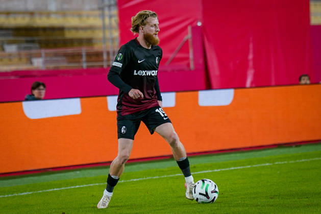 Fussball UEFA Conference League 2026 - 2027, 2. Spieltag - AS Monaco vs SC Freiburg - Stadion Louis II (Monaco): Niklas Beste (SC Freiburg, 19) Copyright: xJOERANxSTEINSIEKx