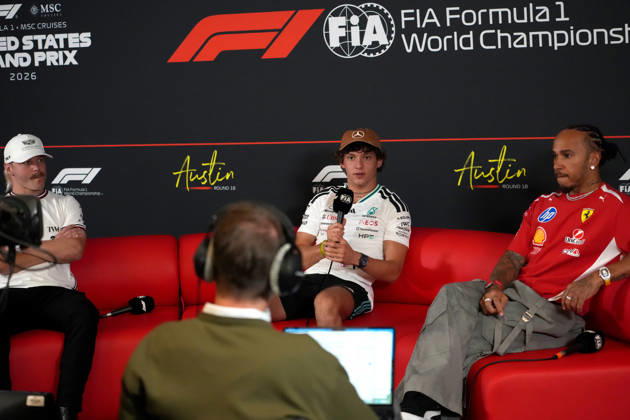 22.10.2026, Circuit of The Americas, Austin, FORMULA 1 MSC CRUISES UNITED STATES GRAND PRIX 2026 , im Bild Valtteri Bottas (FIN), Cadillac Formula 1 Team, Andrea Kimi Antonelli (ITA), Mercedes-AMG Petronas Formula One Team, Lewis Hamilton (GBR), Scuderia Ferrari HP (Photo by Hasan Bratic DeFodi Images) -
