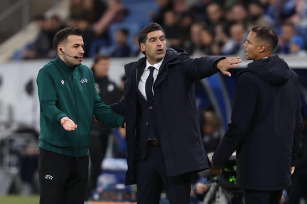 Sinsheim, Germany - Octobre 22: headcoach Paulo Fonseca (Olympique Lyonnais) gestures, gives instructions, gesticulate during the UEFA Europa League phase Matchday 3 2026 27 match between TSG Hoffenheim and Olympique Lyon at Rhein Neckar Arena on Octobre, 2026 in Sinsheim, Germany Copyright: HMBxMedia JoaquimxFerreira