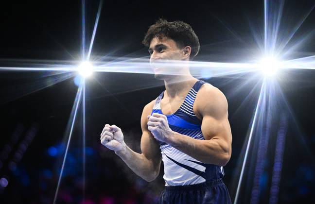 Netherlands Artistic Gymnastics World Championships 9270865 22.10.2026 Britain s Jake Jarman reacts after competing on the vault during the men s team final at the 2026 World Artistic Gymnastics Championships in Rotterdam, the Netherlands. Alexey Filippov Sputnik Rotterdam Netherlands  Copyright: xAlexeyxFilippovx