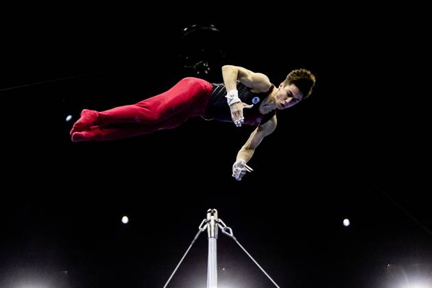 ROTTERDAM - Arsenii Dukhno (WG2) during the All-Around final at the World Gymnastics Championships in Rotterdam Ahoy. IRIS VAN DEN BROEK ANP xVIxANPxSportx xxANPxIVx 573295619 originalFilename: 573295619