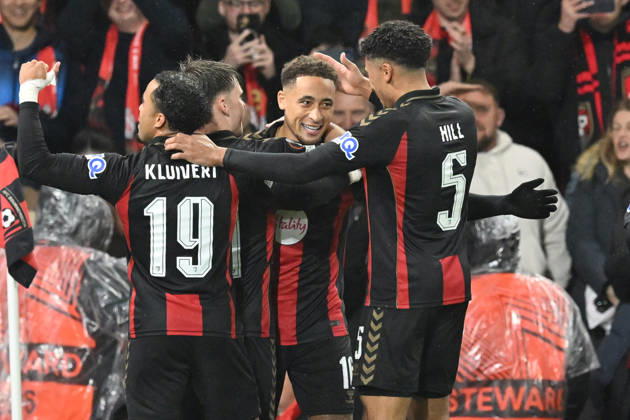 Bournemouth v AC Milan, Europa League Goal 2-0 - Marcus Tavernier (16) of AFC Bournemouth celebrates scoring the second goal from the penalty spot during the Europa League match between Bournemouth and AC Milan at the Vitality Stadium, Bournemouth, UK on 22 October 2026. Bournemouth Vitality Stadium Dorset UK Editorial use only , Copyright: xGrahamxHuntx PSI-25046-0041