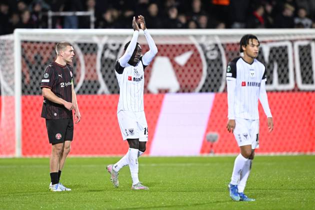 FC Midtjylland v Sint-Truidense VV - UEFA Conference League HERNING, DENMARK - OCTOBER 22 : Soelle Soelle Frederic forward of Sint-Truidense VV celebrates scoring the opening goal during the UEFA Conference League 2026 27 League Phase matchday 2 match between FC Midtjylland and Sint-Truidense VV on October 22, 2026 in Herning, Denmark, 22 10 2026 Herning Denmark  Copyright: xTomasxSiskx