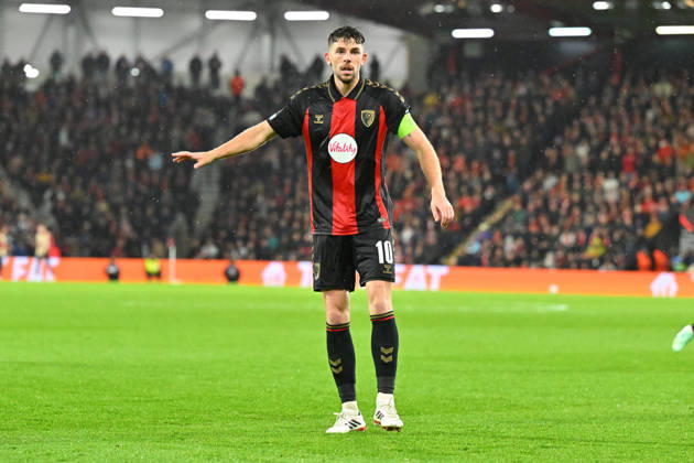 Bournemouth v AC Milan, Europa League Ryan Christie (10) of AFC Bournemouth gestures during the Europa League match between Bournemouth and AC Milan at the Vitality Stadium, Bournemouth, UK on 22 October 2026. Bournemouth Vitality Stadium Dorset UK Editorial use only , Copyright: xGrahamxHuntx PSI-25046-0044