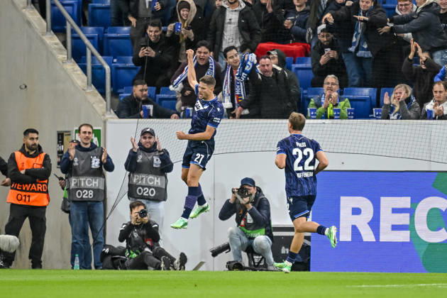 Andrej Kramaric (TSG 1899 Hoffenheim) celebrates after scoring his team s first goal during the UEFA Europa League 2026 27 League Phase match between TSG 1899 Hoffenheim and Olympique Lyonnais at Rhein-Neckar-Arena on October 22, 2026 in Sinsheim, Germany. (Photo by Harry Langer DeFodi Images) -