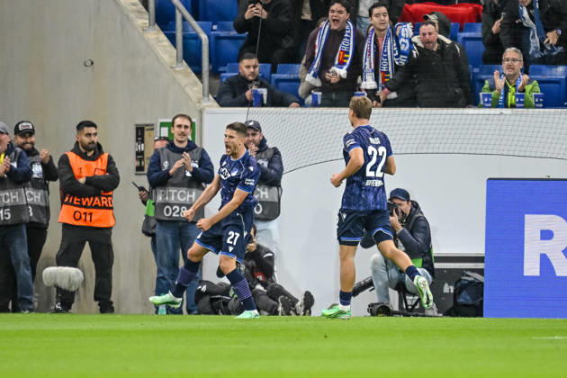 Andrej Kramaric (TSG 1899 Hoffenheim) celebrates after scoring his team s first goal during the UEFA Europa League 2026 27 League Phase match between TSG 1899 Hoffenheim and Olympique Lyonnais at Rhein-Neckar-Arena on October 22, 2026 in Sinsheim, Germany. (Photo by Harry Langer DeFodi Images) -