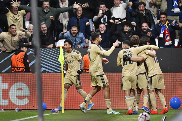 Fotball UEFA Europa League 3rd round match: Viktoria Plzen vs Levski Sofia in Pilsen, Czech Republic, October 22, 2026. Soccer players of Levski Sofia celebrate goal. (CTKxPhoto MiroslavxChaloupka) CTKPhotoP2026102209825  CTKPhotoP2026102209825