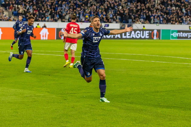 22.10.26 TSG 1899 Hoffenheim - Olympique Lyon Deutschland, Sinsheim, 22.10.2026, Fussball, Europa League, Saison 2026 2027, TSG Hoffenheim - Olympique Lyon: Andrej Kramaric (TSG Hoffenheim); Jubel Tor 1:0 Kramaric.