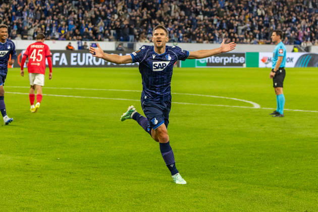 22.10.26 TSG 1899 Hoffenheim - Olympique Lyon Deutschland, Sinsheim, 22.10.2026, Fussball, Europa League, Saison 2026 2027, TSG Hoffenheim - Olympique Lyon: Andrej Kramaric (TSG Hoffenheim); Jubel Tor 1:0 Kramaric.