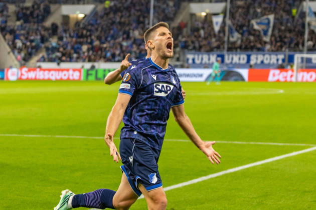 22.10.26 TSG 1899 Hoffenheim - Olympique Lyon Deutschland, Sinsheim, 22.10.2026, Fussball, Europa League, Saison 2026 2027, TSG Hoffenheim - Olympique Lyon: Andrej Kramaric (TSG Hoffenheim); Jubel Tor 1:0 Kramaric.