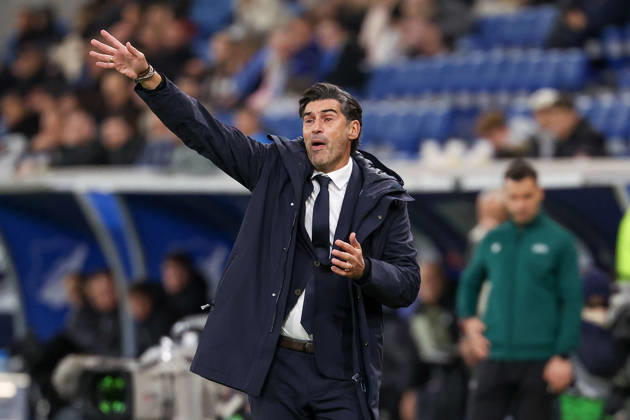 Sinsheim, Germany - Octobre 22: headcoach Paulo Fonseca (Olympique Lyonnais) gestures, gives instructions, gesticulate during the UEFA Europa League phase Matchday 3 2026 27 match between TSG Hoffenheim and Olympique Lyon at Rhein Neckar Arena on Octobre, 2026 in Sinsheim, Germany Copyright: HMBxMedia JoaquimxFerreira