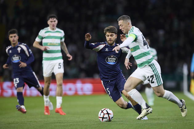 Celtic FC v Real Club Celta - UEFA Europa League 2026 27 League Phase MD3 GLASGOW, SCOTLAND - OCTOBER 22: Callum McGregor of Celtic FC Sergio Carreira during the UEFA Europa League 2026 27 League Phase MD3 match between Celtic FC and Real Club Celta de Vigo at Celtic Park on October 22, 2026 in Glasgow, Scotland. (Photo by Diego Simon Photo Players Images Magara Press) Glasgow Celtic Park Stadium Scotland Copyright: xDiegoxSimonx