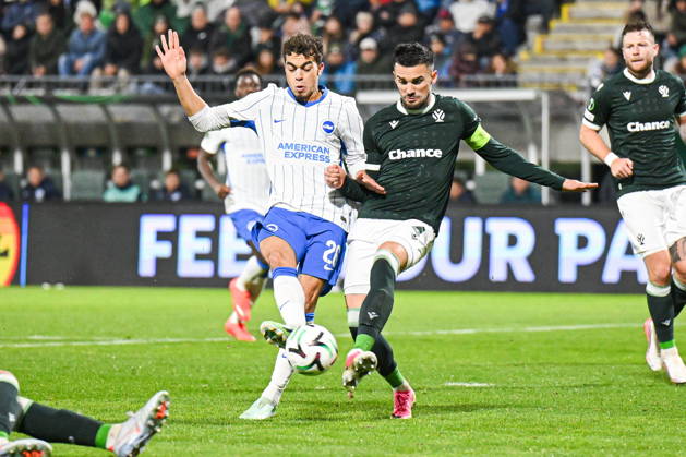JABLONEC NAD NISOU, CZECH REPUBLIC - OCTOBER 22, 2026: UEFA Conference League 2026 27 league phase football match between FK Jablonec and Brighton & Hove Albion at Stadion Strelnice in Jablonec nad Nisou, Czech Republic. Persons shown: Costinha Nemanja Tekijaski Photo: Antoni Dec Arena Akcji. NEWSPIX.PL --- newspix.pl 