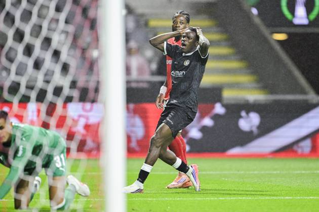 SC Braga v KAA Gent - UEFA Conference League BRAGA, PORTUGAL - OCTOBER 22 : Goore Hyllarion Bi forward of KAA Gent missing an opportunity during the UEFA Conference League 2026 27 League Phase matchday 2 match between SC Braga and KAA Gent on October 22, 2026 in Braga, Portugal, 22 10 2026 Braga Portugal  Copyright: xNicoxVereeckenx