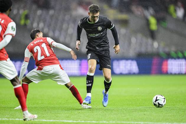 SC Braga v KAA Gent - UEFA Conference League BRAGA, PORTUGAL - OCTOBER 22 : Delorge Mathias midfielder of KAA Gent in action during the UEFA Conference League 2026 27 League Phase matchday 2 match between SC Braga and KAA Gent on October 22, 2026 in Braga, Portugal, 22 10 2026 Braga Portugal  Copyright: xNicoxVereeckenx