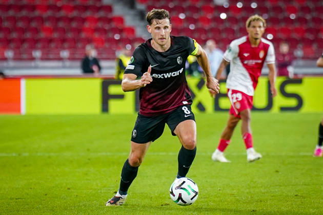 Fussball UEFA Conference League 2026 - 2027, 2. Spieltag - AS Monaco vs SC Freiburg - Stadion Louis II (Monaco): Maximilian Eggestein (SC Freiburg, 8) Copyright: xJOERANxSTEINSIEKx