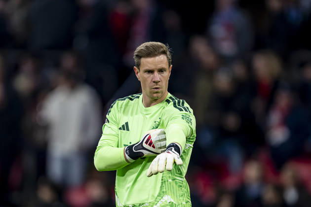 AMSTERDAM - Ajax goalkeeper Marc-André ter Stegen during the UEFA Conference League match between Ajax and Atalanta at Johan Cruijff ArenA on 22 October 2026 in Amsterdam, Netherlands. (Photo by DeFodi Images) -