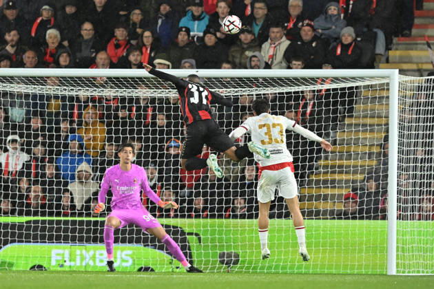 Bournemouth v AC Milan, Europa League Rayan (37) of AFC Bournemouth heads a shot at goal over the bar during the Europa League match between Bournemouth and AC Milan at the Vitality Stadium, Bournemouth, UK on 22 October 2026. Bournemouth Vitality Stadium Dorset UK Editorial use only , Copyright: xGrahamxHuntx PSI-25046-0085
