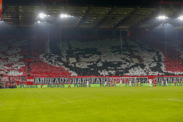 Olympiacos F.C. v AC Sparta Prague UEFA Europa League Olympiacos F.C. supporters create an image on the stands during the UEFA Europa League match at Karaiskakis Stadium, Piraeus 22 10 2026 UK Newspapers OUT Copyright: xYannisxHalasx FIL-24108-0070