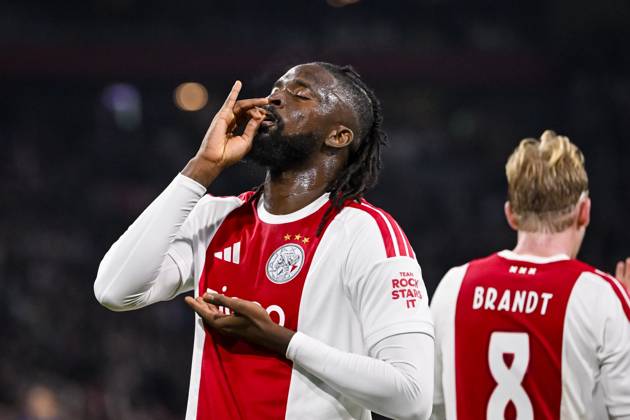 AMSTERDAM - Tolu Arokodare of Ajax celebrates scoring the 1-0 during the UEFA Conference League match between AFC Ajax and Atalanta BC at the Johan Cruijff ArenA on October 22, 2026 in Amsterdam, the Netherlands. OLAF KRAAK ANP UEFA Conference League 2026 27 xVIxANPxSportx xxANPxIVx 573305384 originalFilename: 573305384.jpg