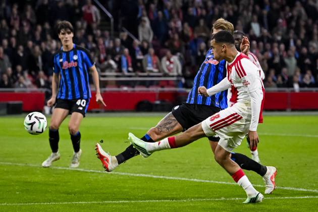 AMSTERDAM - Abdellah Ouazane of Ajax scores the 2-0 during the UEFA Conference League match between AFC Ajax and Atalanta BC at the Johan Cruijff ArenA on October 22, 2026 in Amsterdam, the Netherlands. OLAF KRAAK ANP UEFA Conference League 2026 27 xVIxANPxSportx xxANPxIVx 573306095 originalFilename: 573306095.jpg