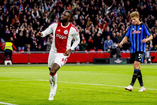AMSTERDAM - Tolu Arokodare of AFC Ajax scores and celebrates his team s first goal during the UEFA Conference League match between AFC Ajax and Atalanta BC at the Johan Cruijff ArenA on October 22, 2026 in Amsterdam, the Netherlands. WART BRINKERHOF ANP Conference League 2026 27 xVIxANPxSportx xMarcelxterxBalsxIVx 573306147 originalFilename: 573306147.jpg