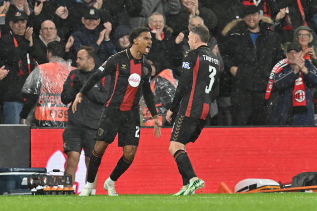 Bournemouth v AC Milan, Europa League Goal 3-0 - Amine Adli (21) of AFC Bournemouth celebrates scoring the third goal during the Europa League match between Bournemouth and AC Milan at the Vitality Stadium, Bournemouth, UK on 22 October 2026. Bournemouth Vitality Stadium Dorset UK Editorial use only , Copyright: xGrahamxHuntx PSI-25046-0096
