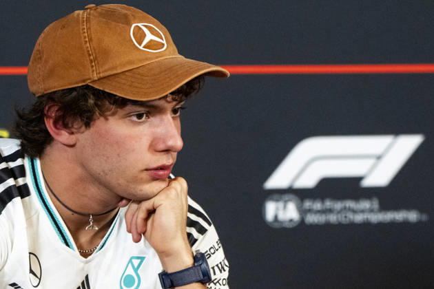 Italian Formula One driver Andrea Kimi Antonelli of Mercedes-AMG Petronas is seen during a press conference, PK, Pressekonferenz prior to the Formula One United States Grand Prix at the Circuit of the Americas in Austin, Texas on Thursday, October 22, 2026.  AUS2026102232 GREGxNASH
