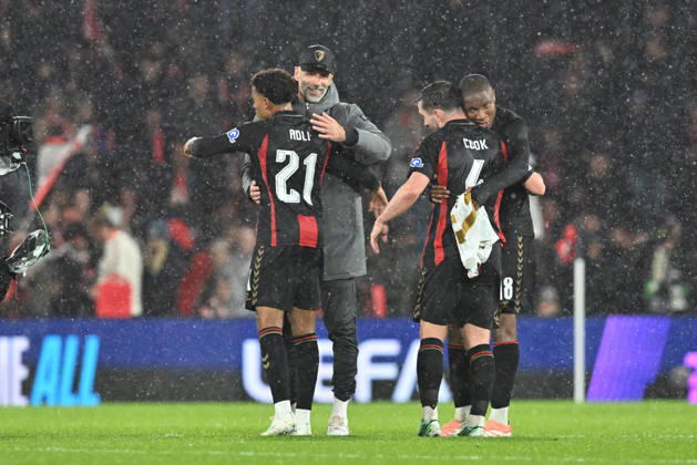 Bournemouth v AC Milan, Europa League AFC Bournemouth manager Marco Rose hugs Amine Adli (21) of AFC Bournemouth at full time after a 3-0 win during the Europa League match between Bournemouth and AC Milan at the Vitality Stadium, Bournemouth, UK on 22 October 2026. Bournemouth Vitality Stadium Dorset UK Editorial use only , Copyright: xGrahamxHuntx PSI-25046-0113