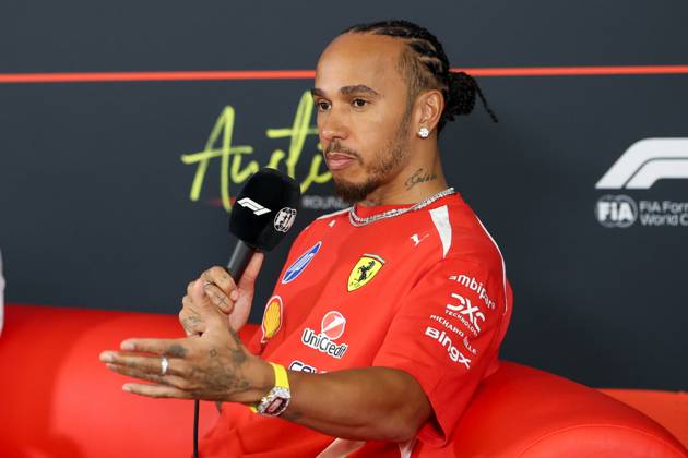 22nd October 2026; Circuit of the Americas, Austin, United States; Formula 1, United States Grand Prix, Arrivals Day; Lewis Hamilton (44) of Great Britain and Scuderia Ferrari HP during an interview VincentxCuono