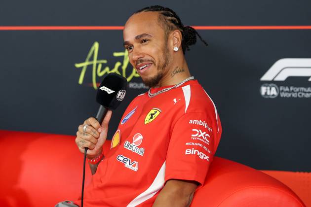 22nd October 2026; Circuit of the Americas, Austin, United States; Formula 1, United States Grand Prix, Arrivals Day; Lewis Hamilton (44) of Great Britain and Scuderia Ferrari HP smiles during an interview VincentxCuono