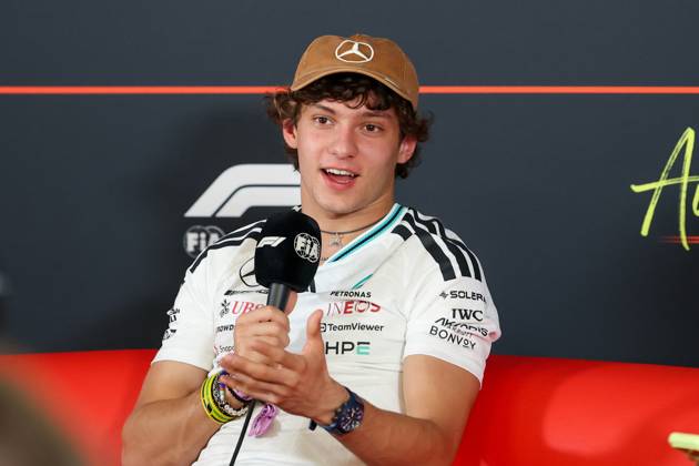 22nd October 2026; Circuit of the Americas, Austin, United States; Formula 1, United States Grand Prix, Arrivals Day; Andrea Kimi Antonelli (12) of Italy and Mercedes-AMG PETRONAS Formula One Team during an interview VincentxCuono