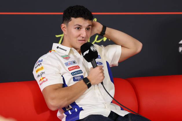 22nd October 2026; Circuit of the Americas, Austin, United States; Formula 1, United States Grand Prix, Arrivals Day; Isack Hadjar (6) of France and Oracle Red Bull Racing during an interview VincentxCuono