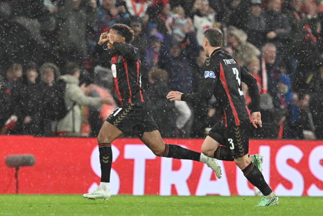 Bournemouth v AC Milan, Europa League Goal 3-0 - Amine Adli (21) of AFC Bournemouth celebrates scoring the third goal during the Europa League match between Bournemouth and AC Milan at the Vitality Stadium, Bournemouth, UK on 22 October 2026. Bournemouth Vitality Stadium Dorset UK Editorial use only , Copyright: xGrahamxHuntx PSI-25046-0130