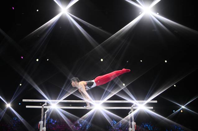 Netherlands Artistic Gymnastics World Championships 9270986 22.10.2026 Japan s Daiki Hashimoto competes on the parallel bars during the men s all-around final at the 2026 World Artistic Gymnastics Championships in Rotterdam, the Netherlands. Alexey Filippov Sputnik Rotterdam Netherlands  Copyright: xAlexeyxFilippovx
