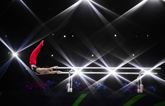 Netherlands Artistic Gymnastics World Championships 9270988 22.10.2026 Japan s Daiki Hashimoto competes on the parallel bars during the men s all-around final at the 2026 World Artistic Gymnastics Championships in Rotterdam, the Netherlands. Alexey Filippov Sputnik Rotterdam Netherlands  Copyright: xAlexeyxFilippovx