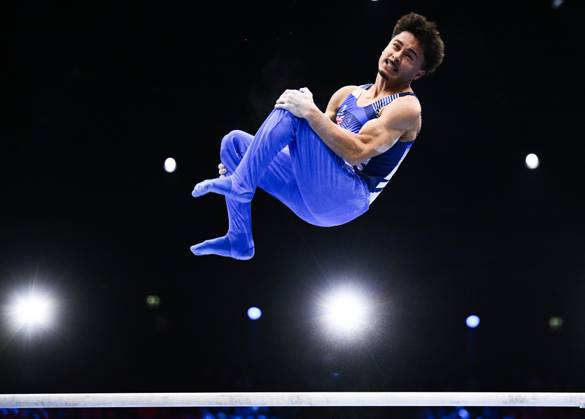 Netherlands Artistic Gymnastics World Championships 9270991 22.10.2026 Britain s Jake Jarman competes on the parallel bars during the men s all-around final at the 2026 World Artistic Gymnastics Championships in Rotterdam, the Netherlands. Alexey Filippov Sputnik Rotterdam Netherlands  Copyright: xAlexeyxFilippovx
