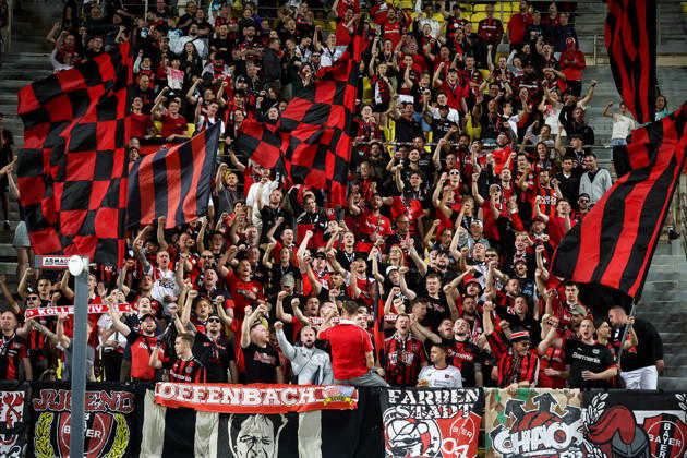 UEFA Europa League - OFI Crete vs Leverkusen - Fans of Leverkusen react during the UEFA Europa League phase Matchday 3 soccer match between OFI Crete vs Leverkusen in Pankritio, Heraklion, Greece, on 22 October 2026. IMAGO ONE INCH PRODUCTIONS Heraklion Greece Copyright: xONExINCHxPRODUCTIONSx 7133139